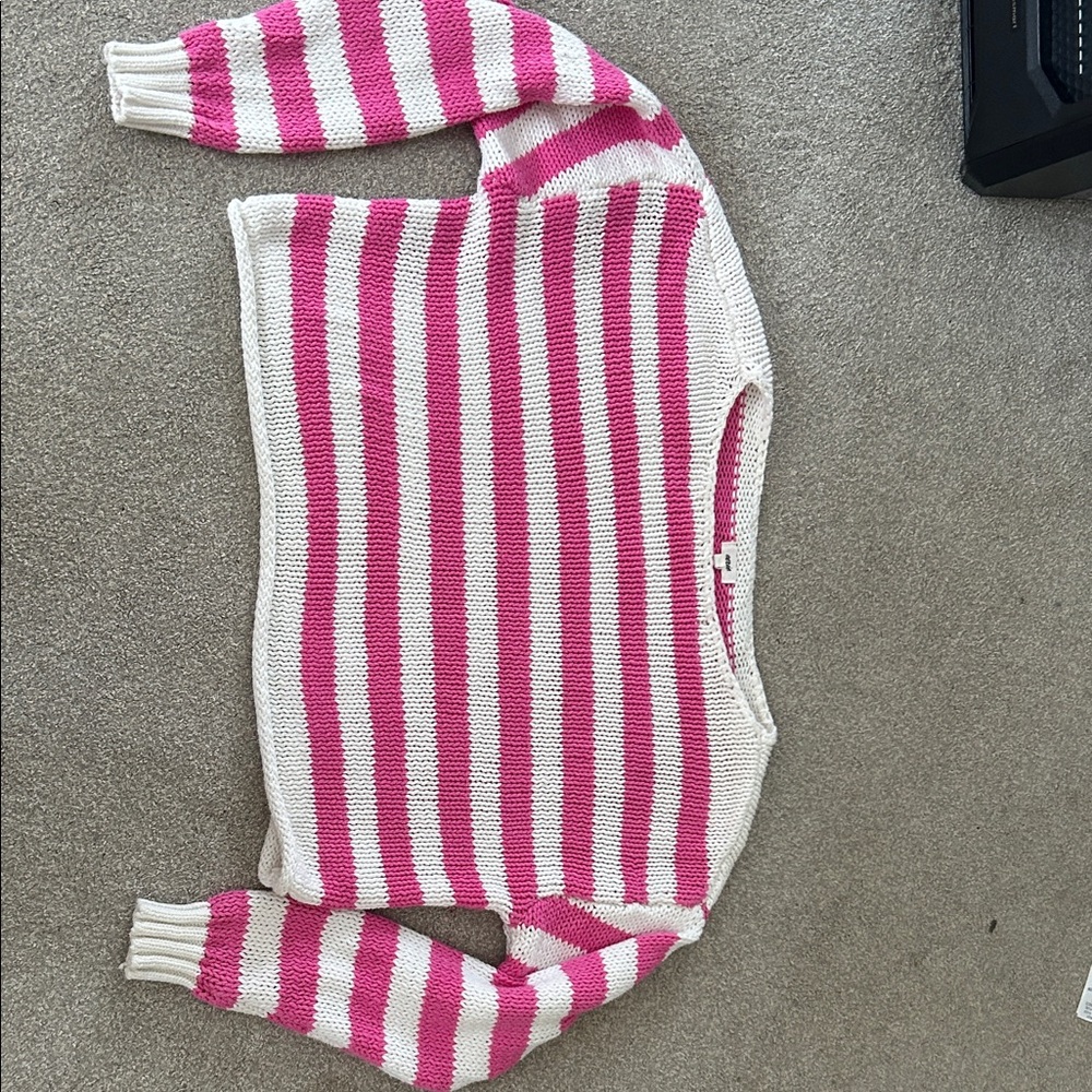 Aerie Pink and White Striped Sweater